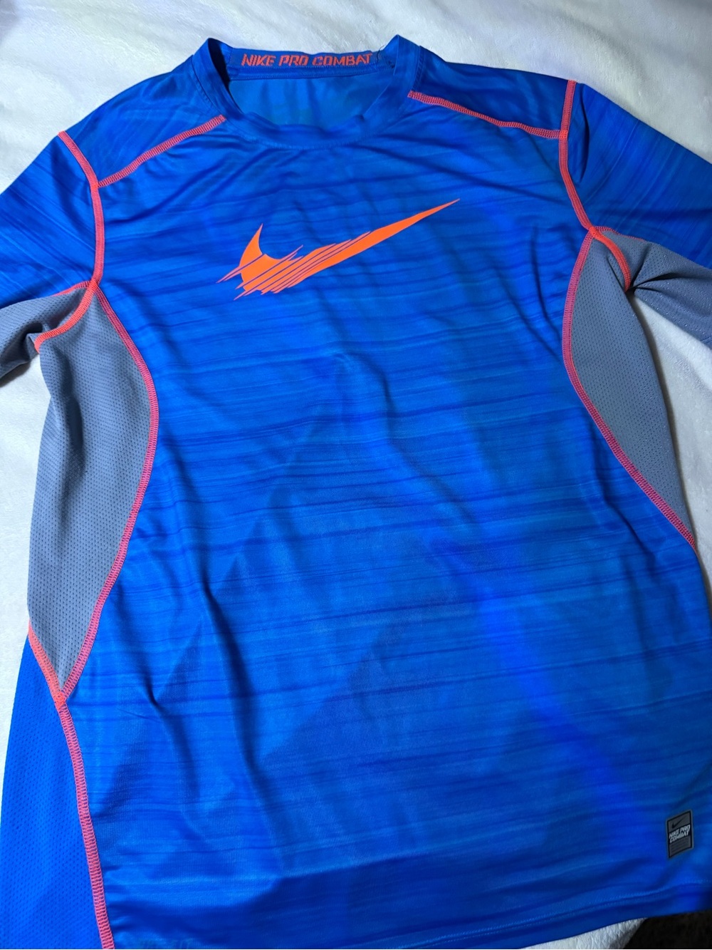 Nike Blue and Orange Performance Compression Shirt